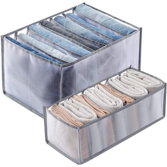 2 Pcs Wardrobe Clothes Organizer, Upgraded Mesh Drawer Organizers for Clothing